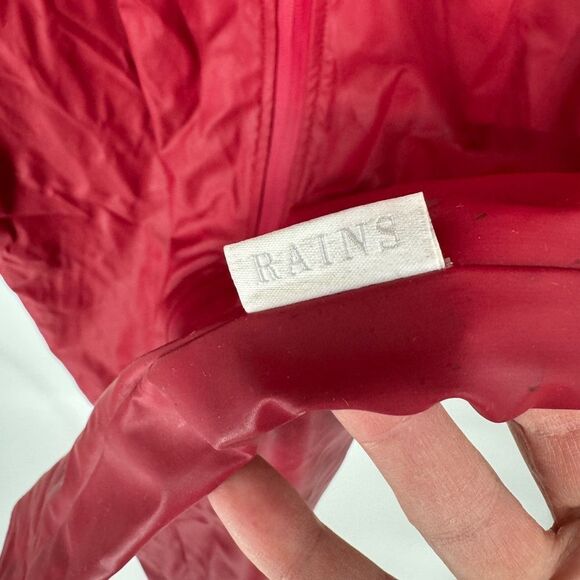 Rains Base Jacket Unisex‎ Red Full Zip Hooded Long Sleeve Waterproof XS/S - Picture 7 of 13